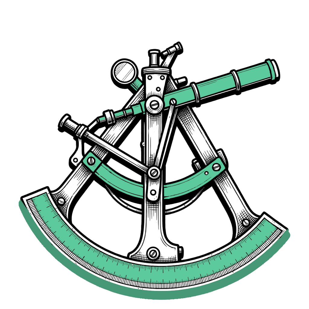 Illustrated sextant, representing finding your bearings across jurisdictions